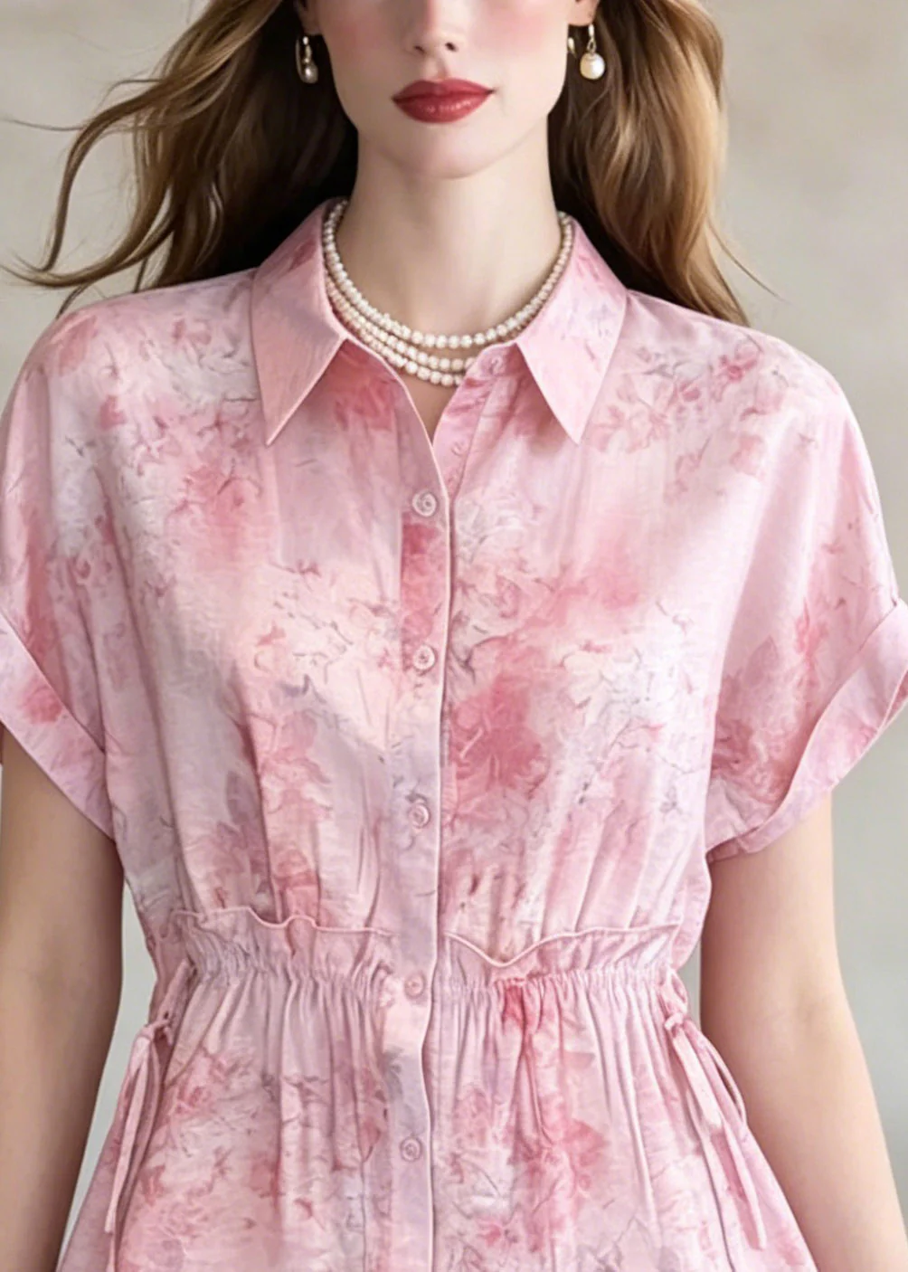 Cute Pink Ruffled Patchwork Shirt Summer - Image 2