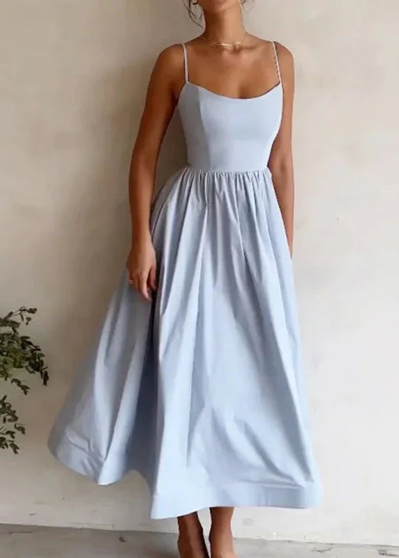 Cute Pink Slash Neck Patchwork Maxi Spaghetti Strap Dress Sleeveless - Image 2
