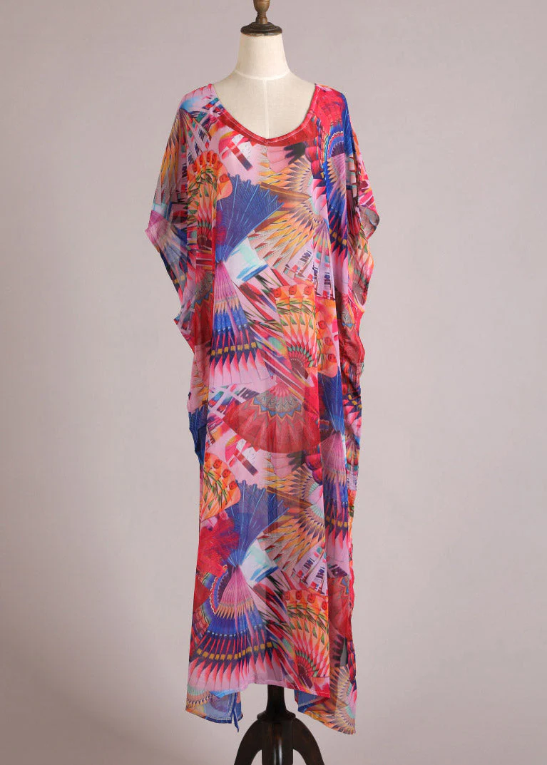 Cute Print Side Open Chiffon Long Beach Dresses Summer - Image 2