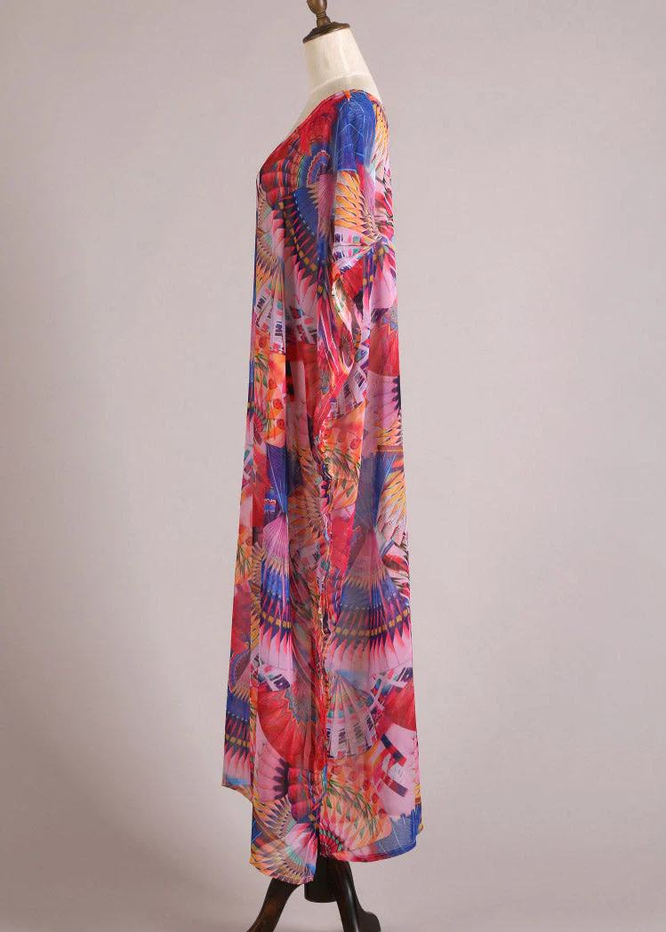 Cute Print Side Open Chiffon Long Beach Dresses Summer - Image 4