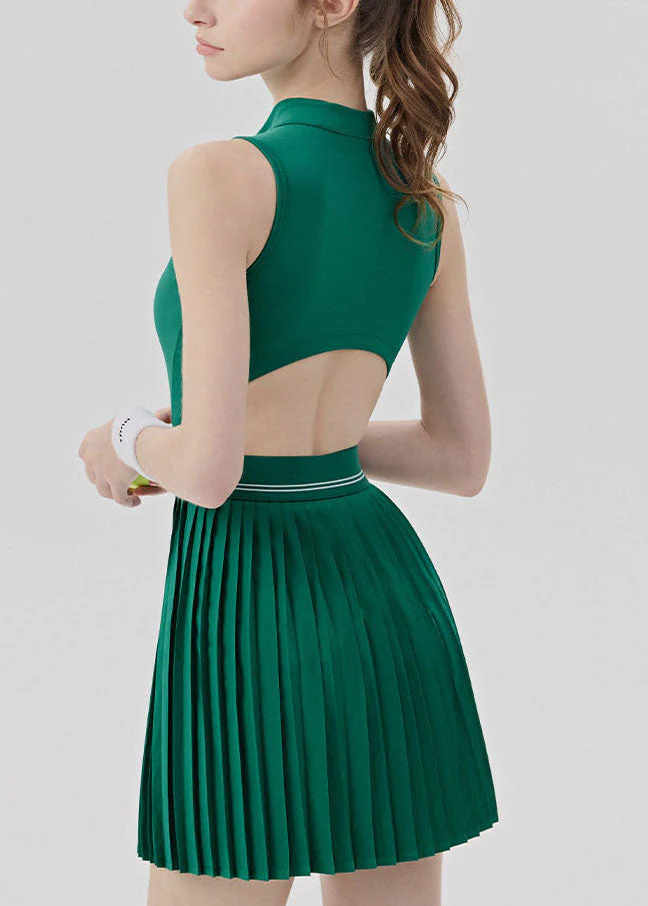 Cute Style Blue Hollow Out Wrinkled Sports Dress - Image 4