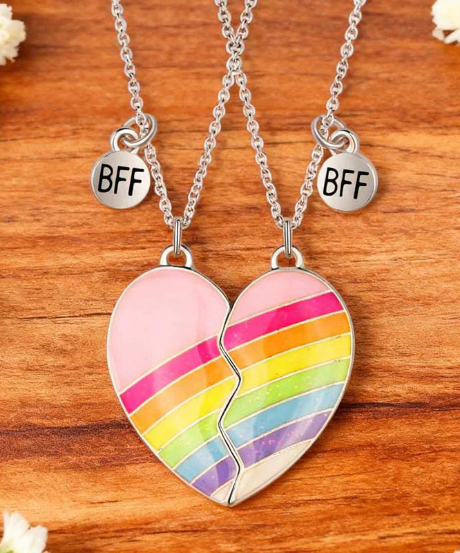Cute White Metal Alloy Love Best Friend Set Pendant Necklace - Image 3