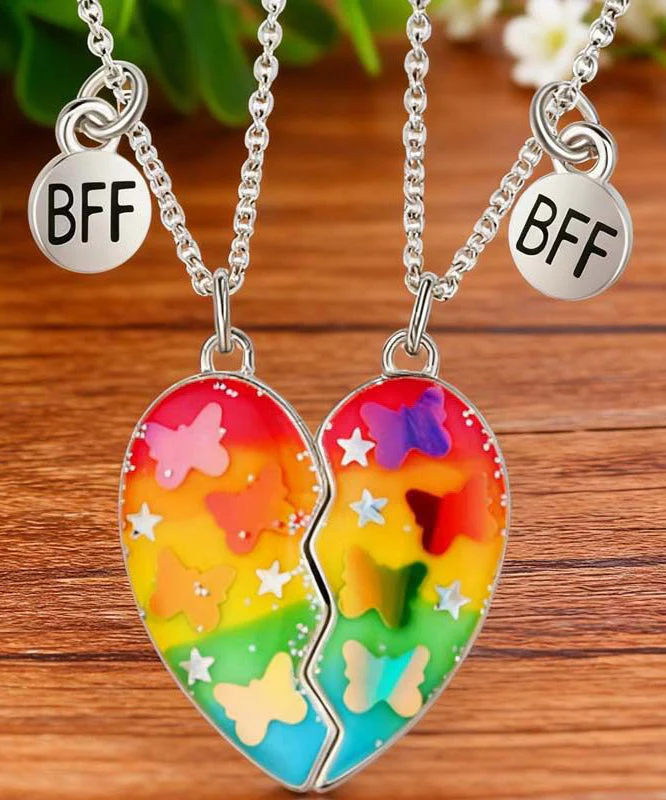 Cute White Metal Alloy Love Best Friend Set Pendant Necklace - Image 4