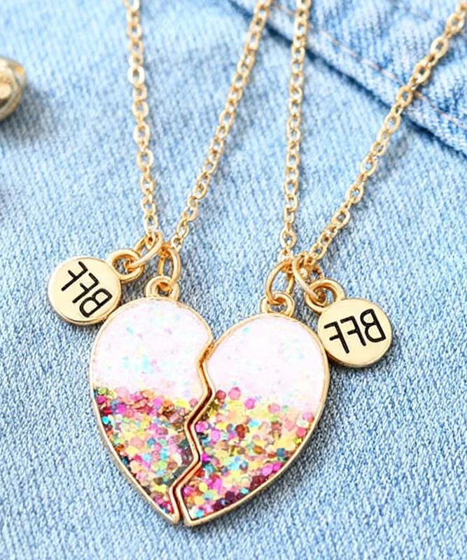 Cute White Metal Alloy Love Best Friend Set Pendant Necklace - Image 5