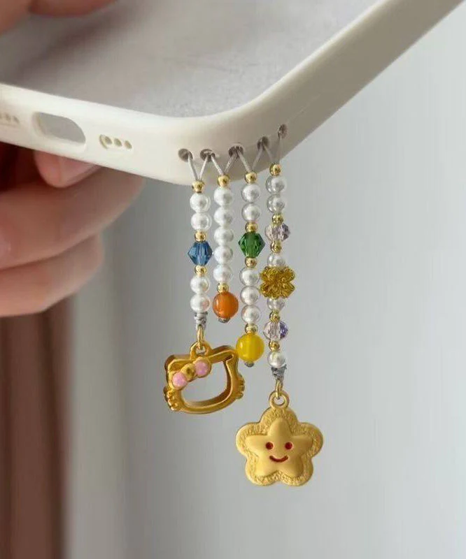 Cute Yellow Alloy Star KT Cat Tassel Phone Chains - Image 4
