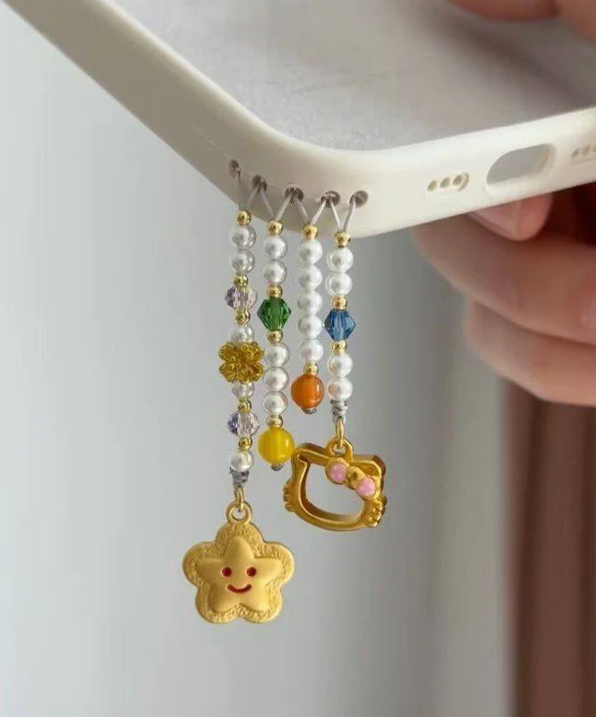 Cute Yellow Alloy Star KT Cat Tassel Phone Chains - Image 5