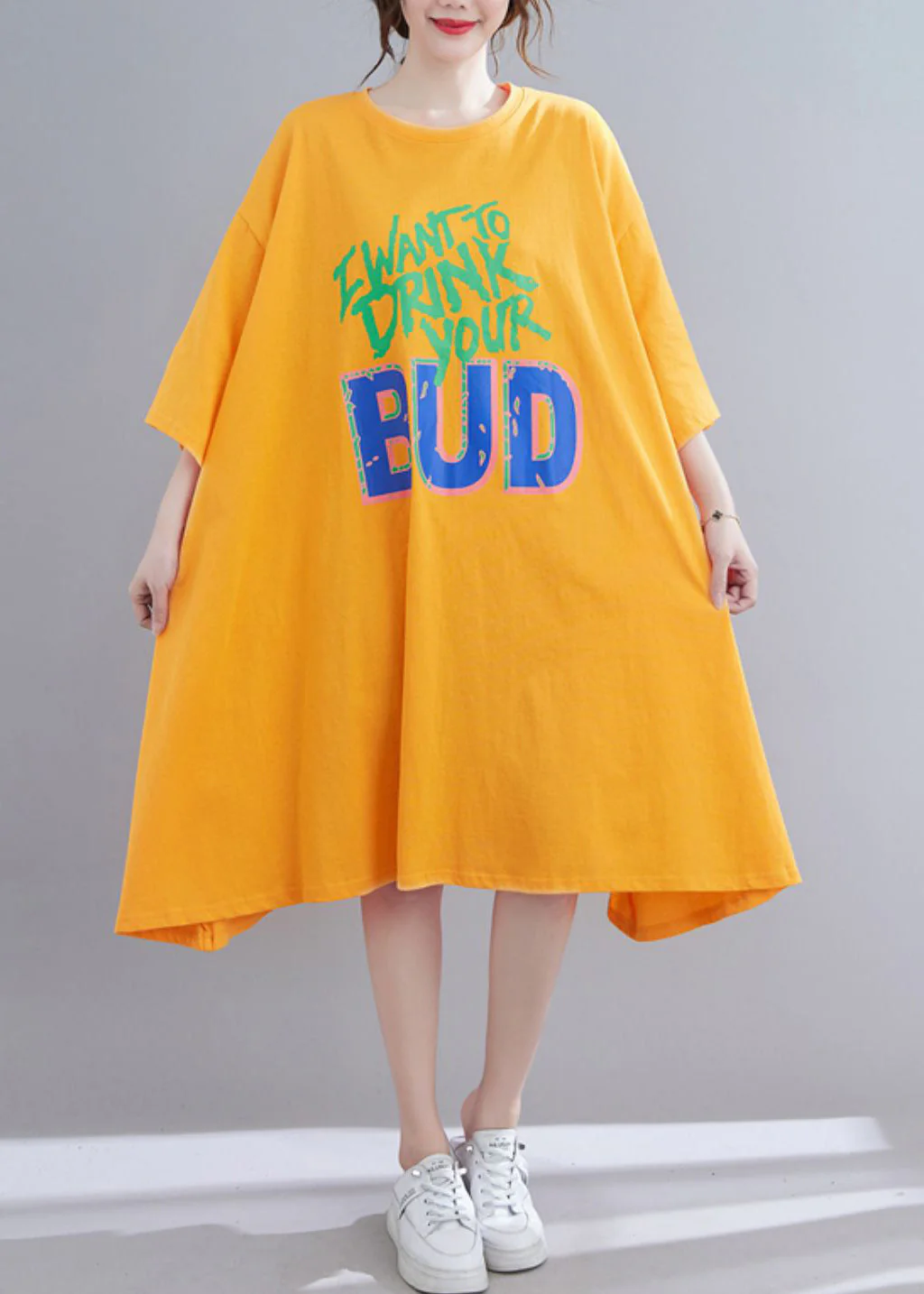 Cute Yellow Graphic Maxi Dresses Spring - Image 2