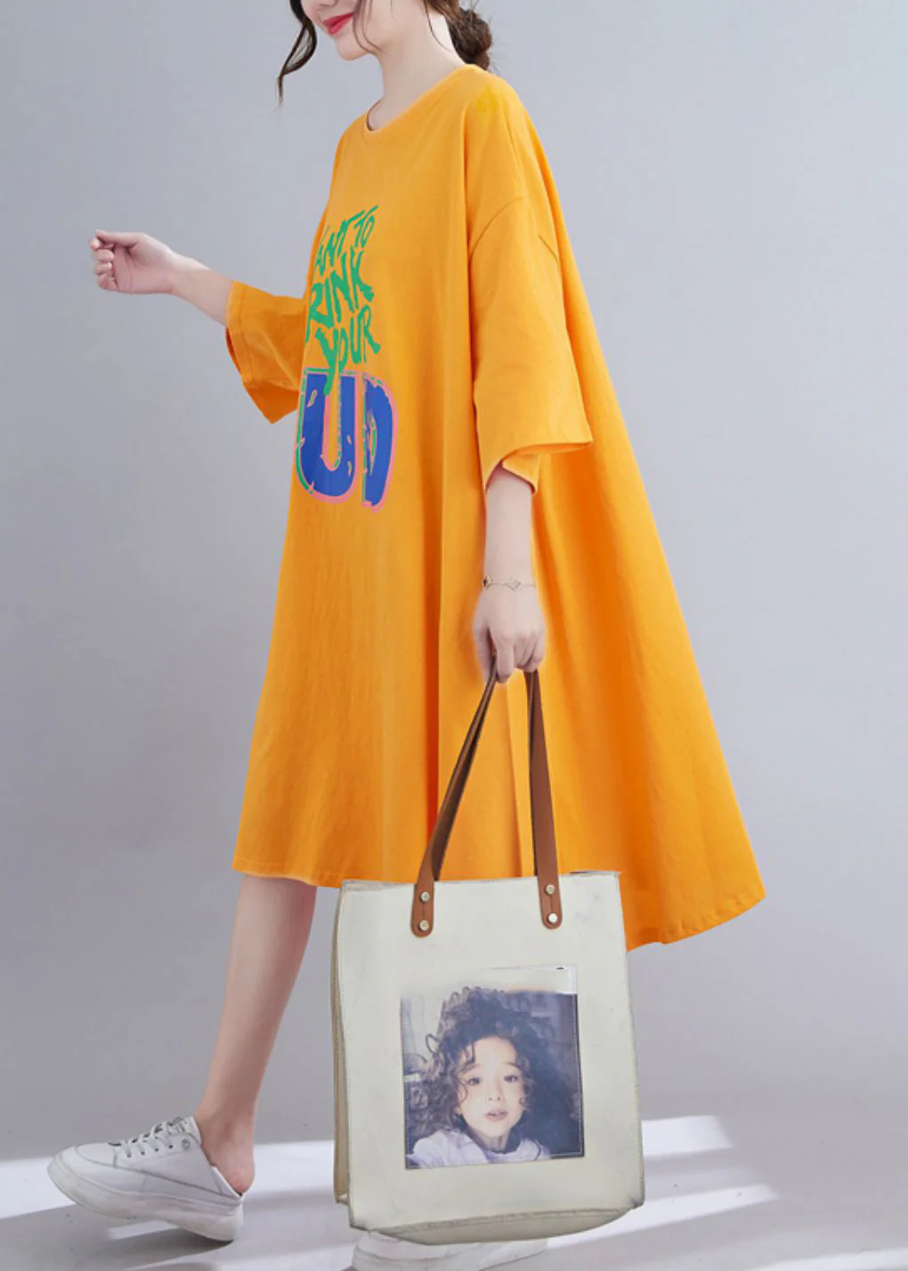 Cute Yellow Graphic Maxi Dresses Spring - Image 4