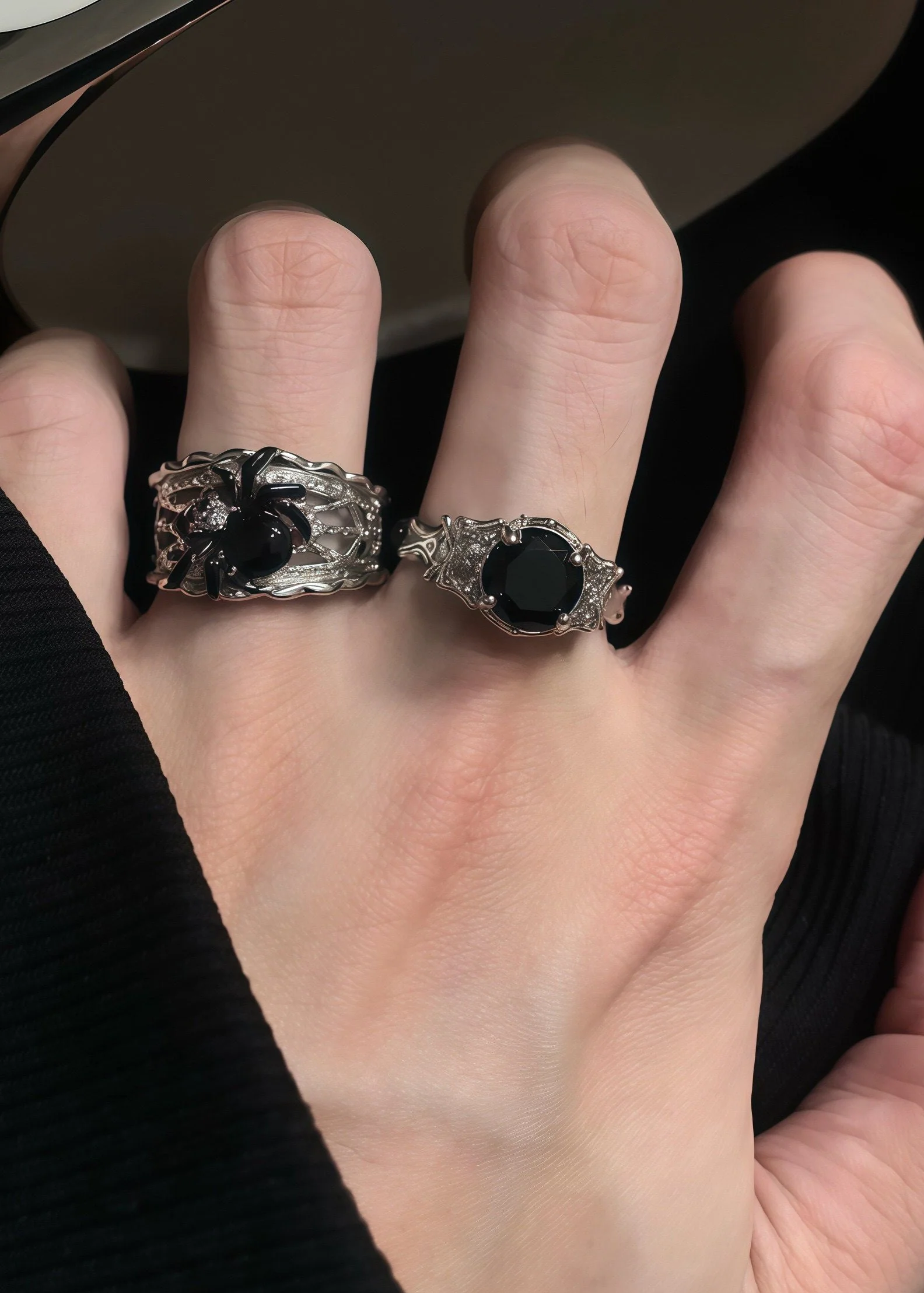 Dark Style Spider Tungsten steel Open Ring Two Piece Set - Image 3