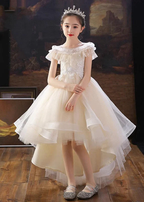 Dinner White O-Neck Floral Kids Tulle Party Maxi Dress Summer - Image 2