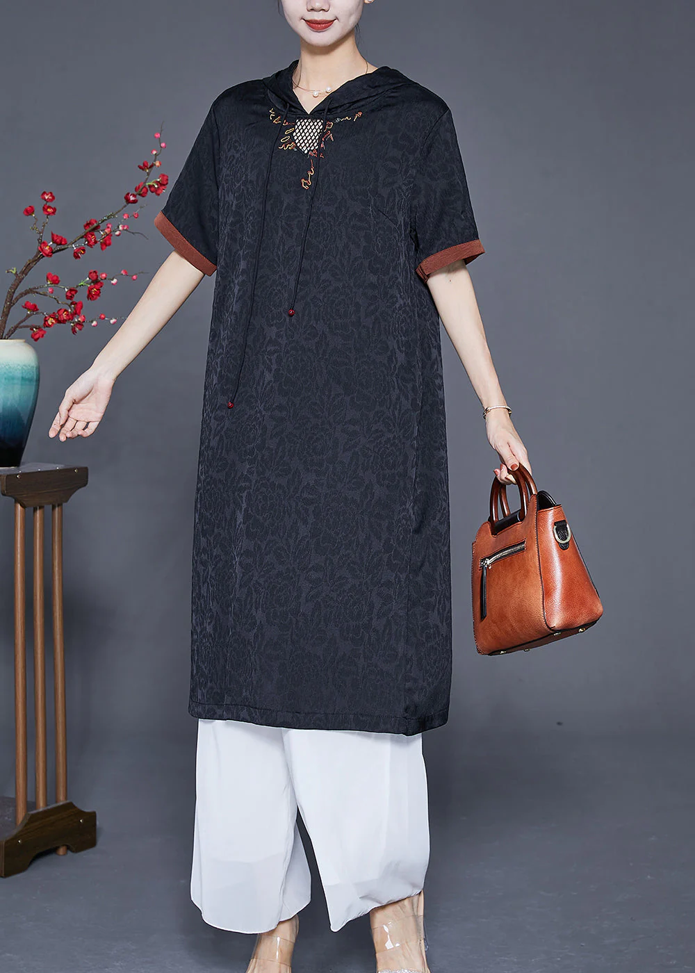 DIY Black Embroideried Hollow Out Silk Vacation Dresses Summer - Image 3