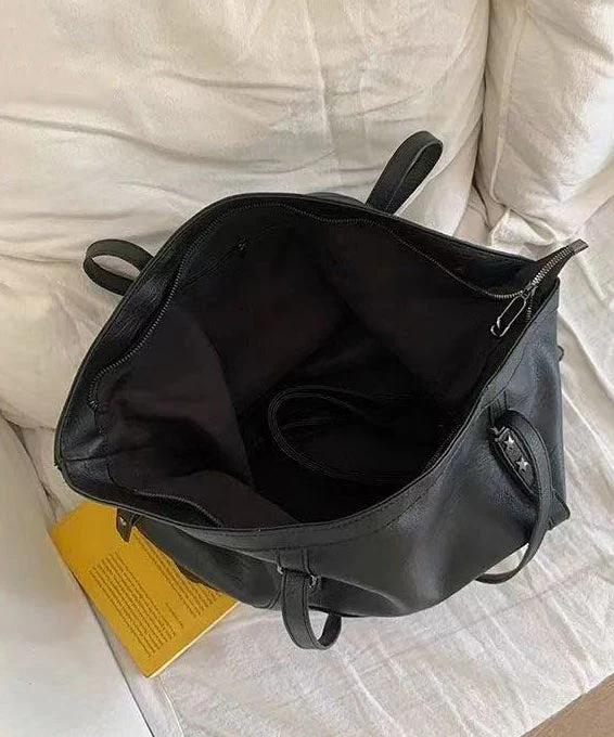DIY Black Star Large Capacity Faux Leather Women Handbag - Image 5