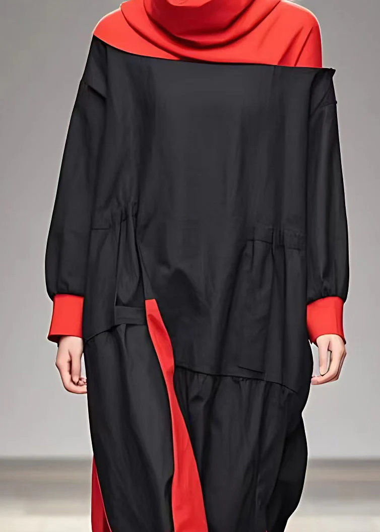 DIY Black Turtleneck Patchwork Holiday Long Dress Fall - Image 4