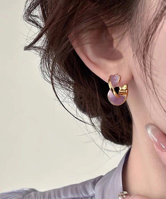 DIY Blue Copper Overgild Wave Hoop Earrings - Image 3