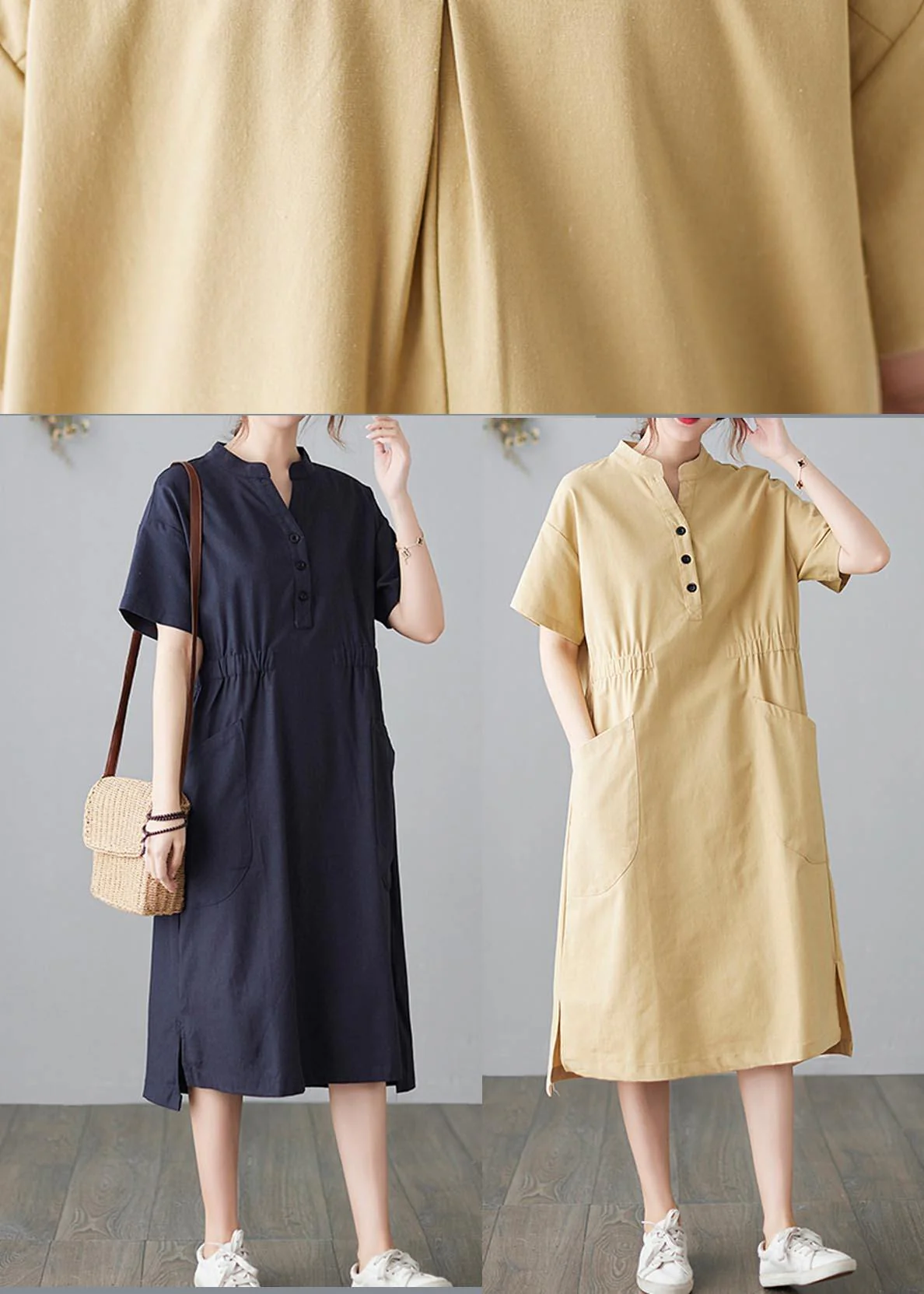 DIY Blue low high design Cotton side open Summer Ankle Dress - Image 5