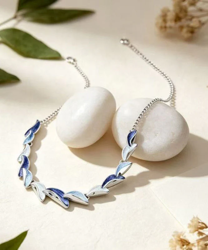 DIY Blue Stainless Steel Alloy Enamel Pendant Necklace - Image 5