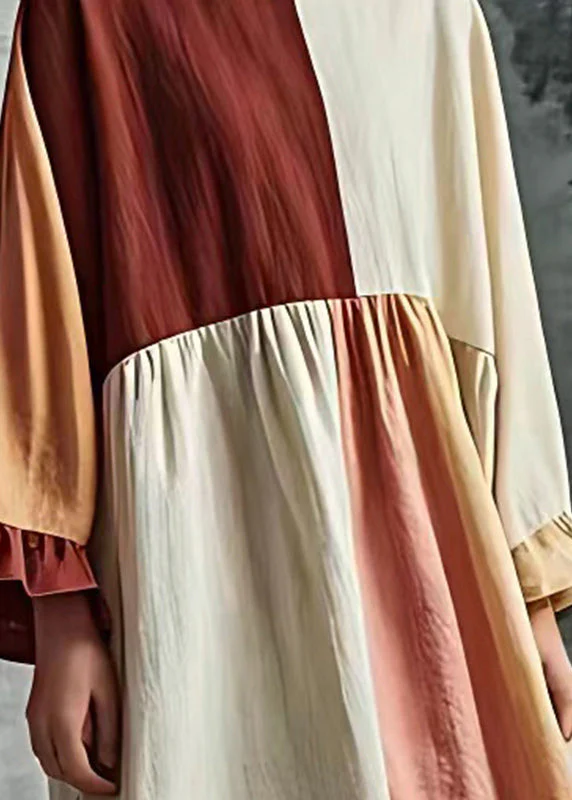 DIY Colorblock Oversized Patchwork Cotton Long Dresses Summer - Image 4