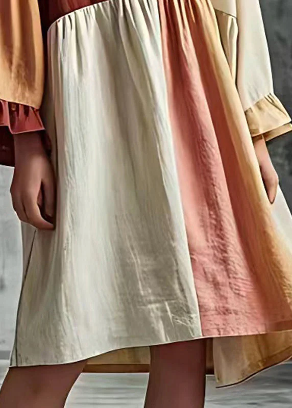 DIY Colorblock Oversized Patchwork Cotton Long Dresses Summer - Image 5
