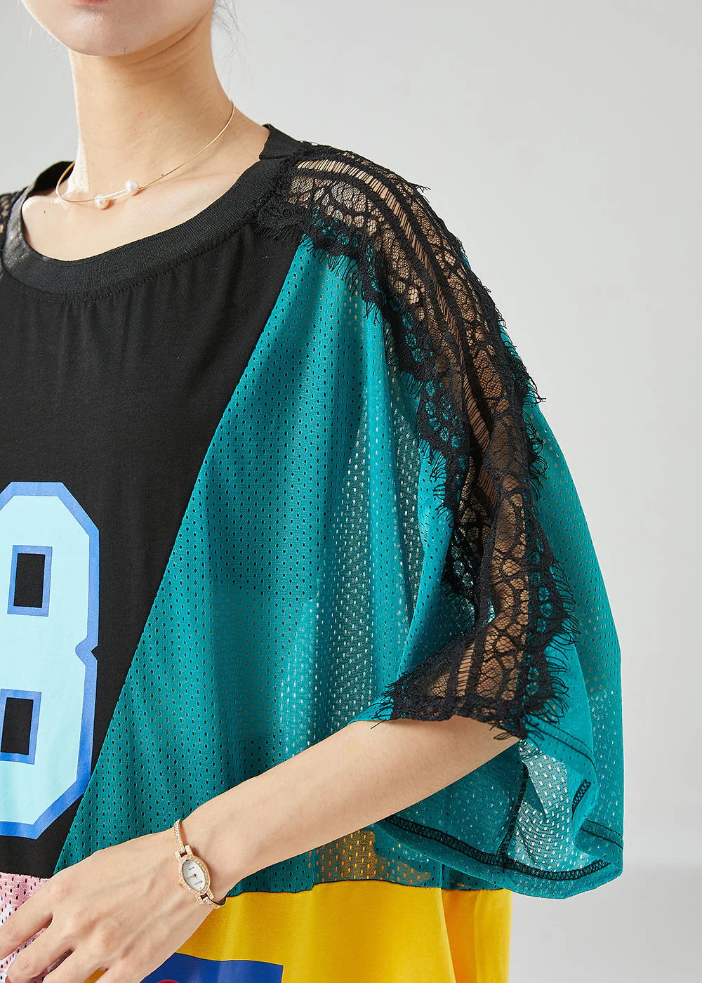 DIY Colorblock Oversized Patchwork Hollow Out Long Dresses Summer - Image 5