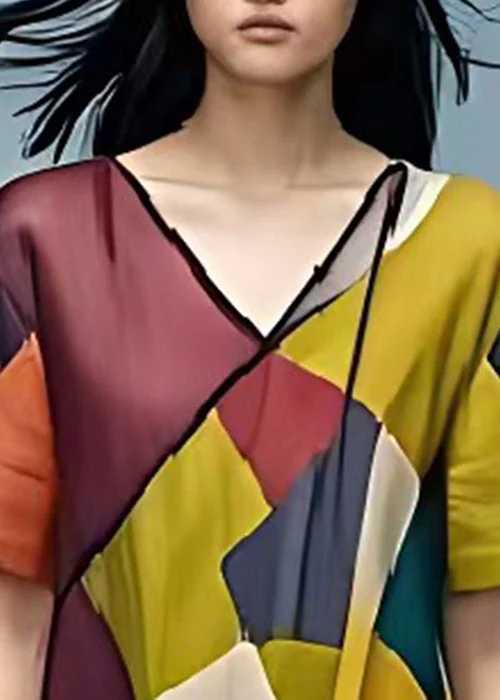 DIY Colorblock Oversized Patchwork Tulle Robe Dresses Summer - Image 2