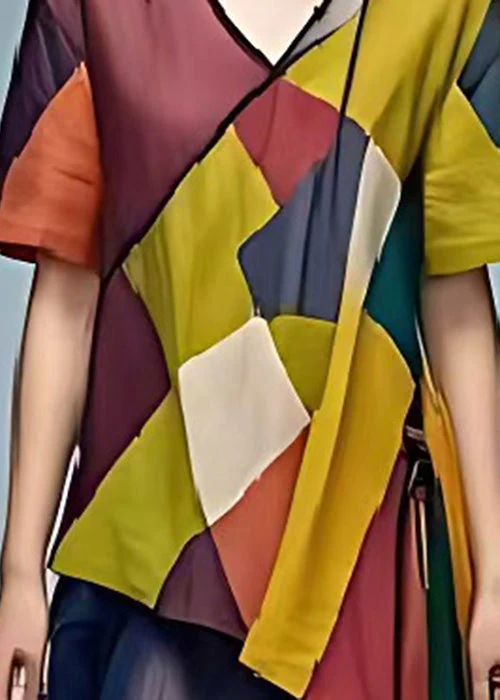 DIY Colorblock Oversized Patchwork Tulle Robe Dresses Summer - Image 3