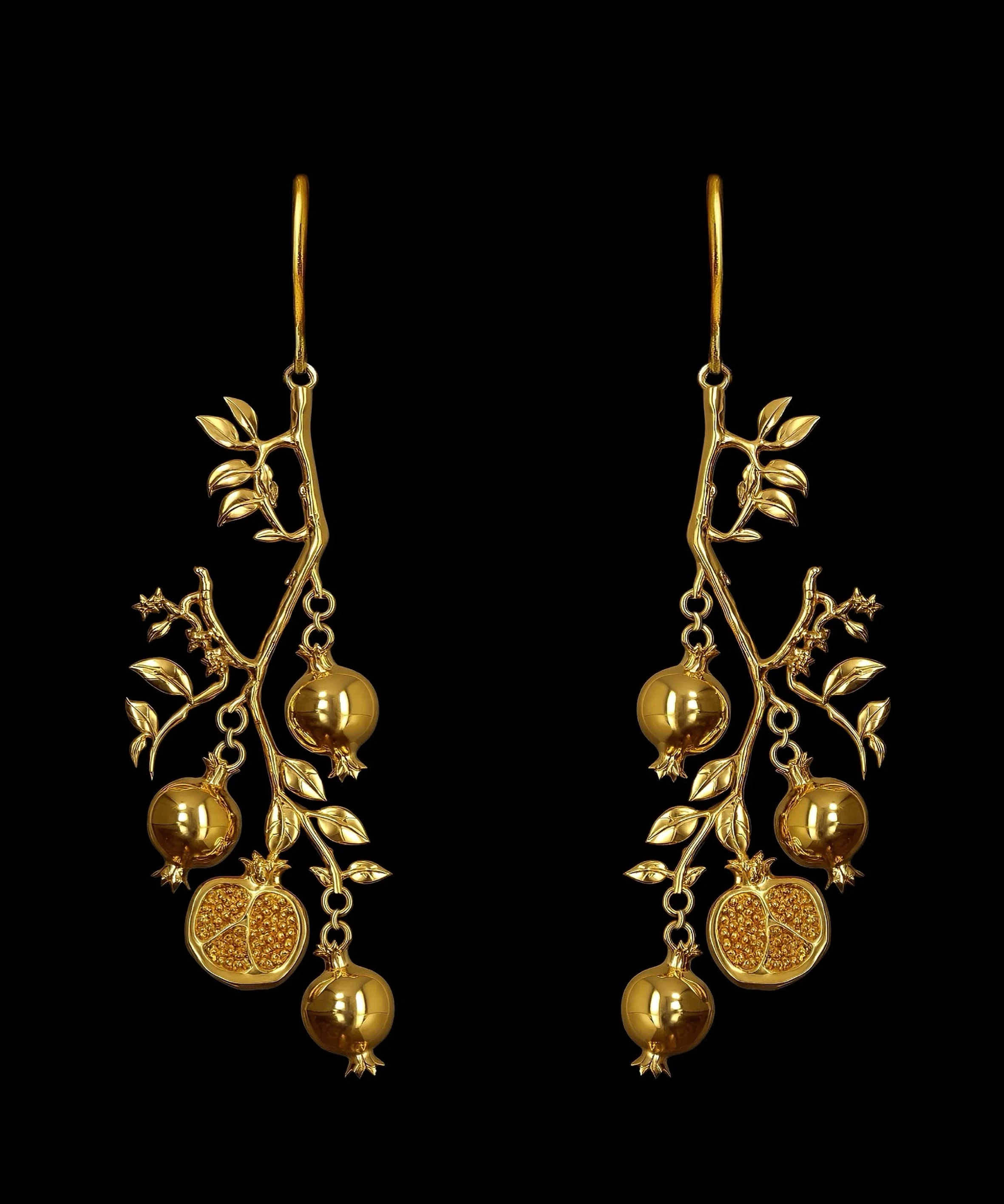 DIY Gold Copper Alloy Pomegranate Drop Earrings - Image 3