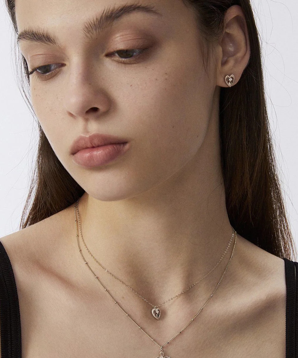 DIY Gold Copper Overgild Double Layered Cross Love Pendant Necklace - Image 5