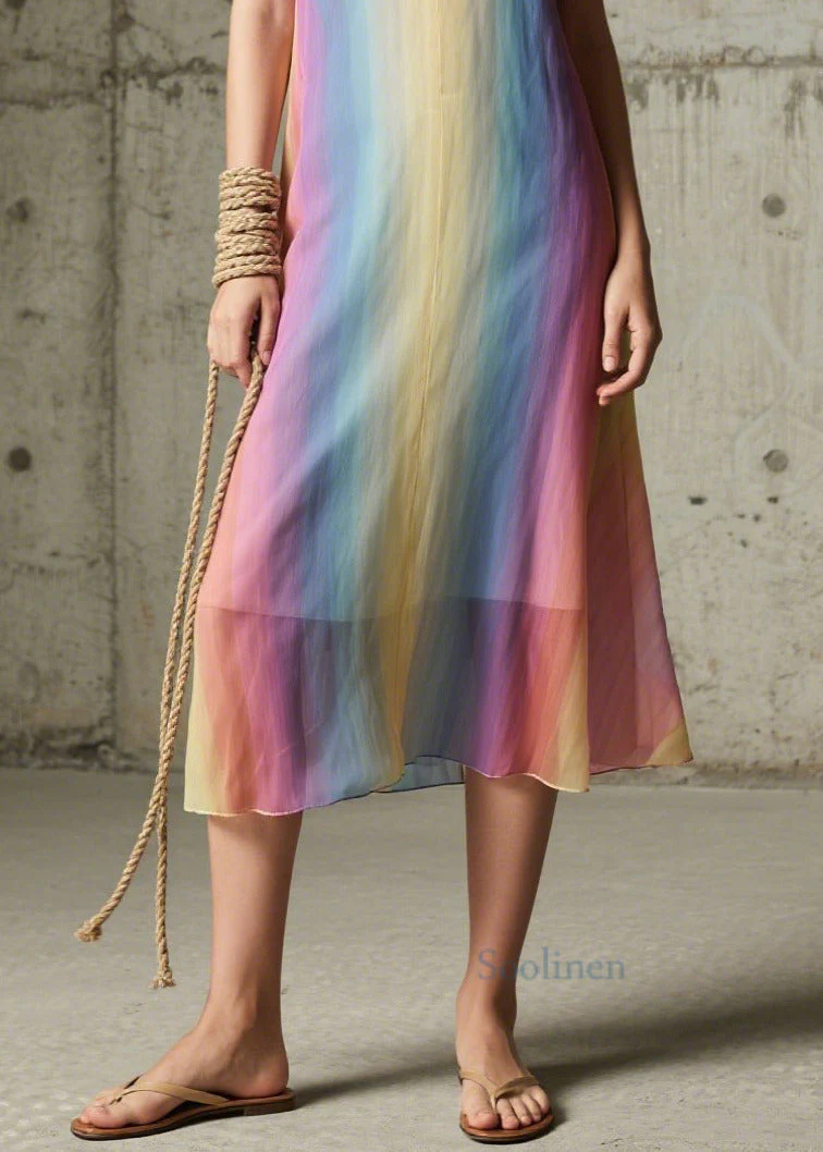 DIY Gradient Color Chiffon Spaghetti Strap Dress Dress Summer - Image 4