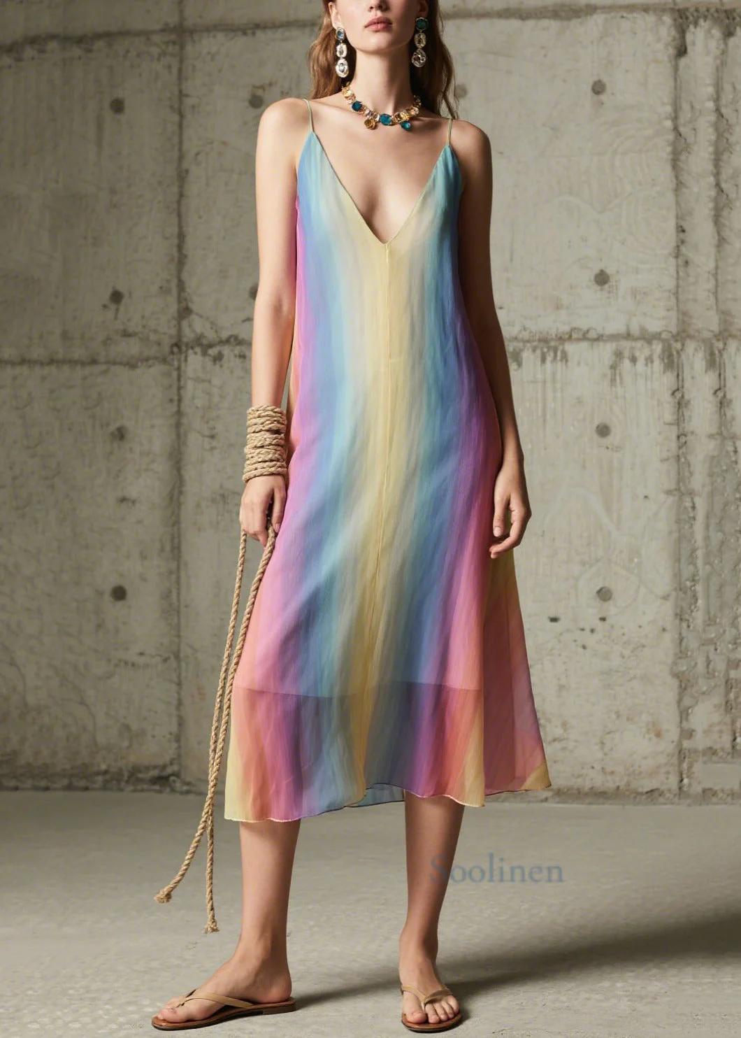 DIY Gradient Color Chiffon Spaghetti Strap Dress Dress Summer - Image 5