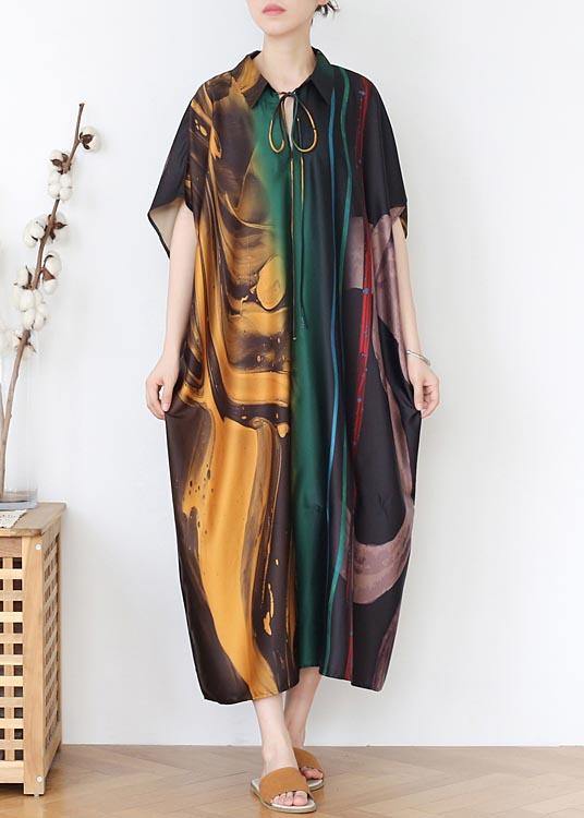 Diy Green Print tie Mid Summer Chiffon Dress - Image 2