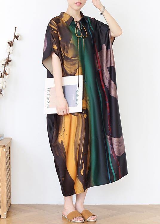 Diy Green Print tie Mid Summer Chiffon Dress - Image 3