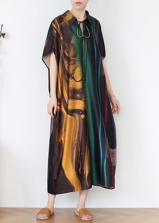 Diy Green Print tie Mid Summer Chiffon Dress - Image 4
