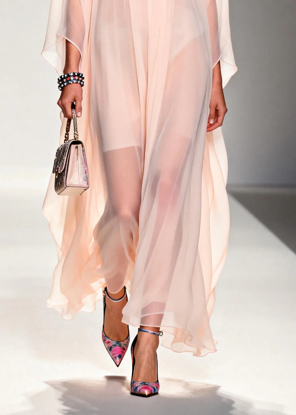 DIY Nude Peter Pan Collar Patchwork Chiffon Maxi Dress Summer - Image 4