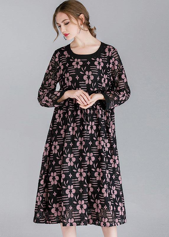 DIY Pink Fashion Lace Spring Sundress Long Sleeve - Image 2