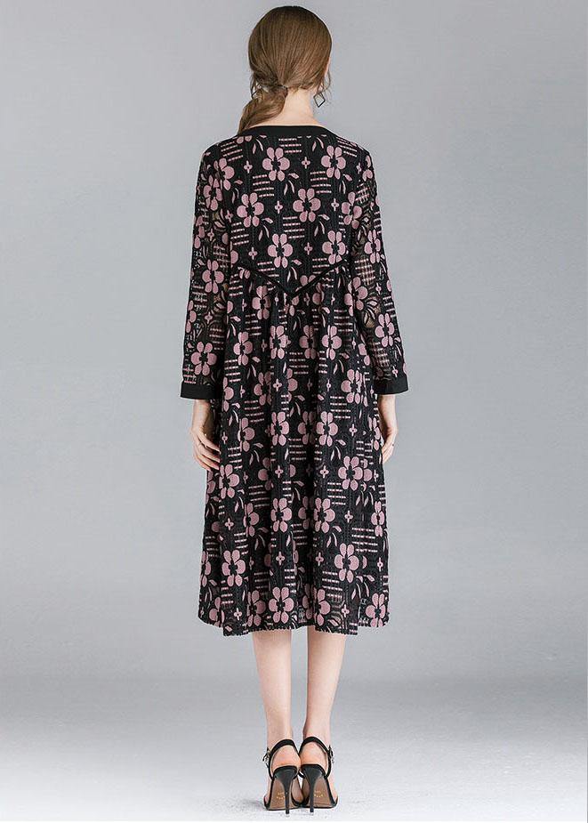 DIY Pink Fashion Lace Spring Sundress Long Sleeve - Image 4