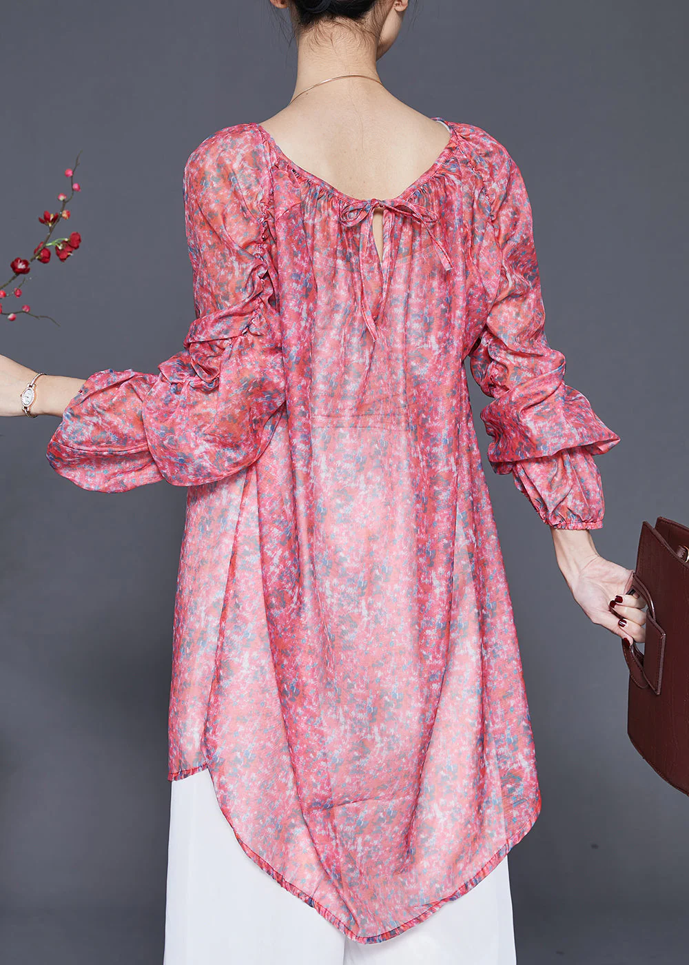 Diy Pink Oversized Print Linen Holiday Dress Spring - Image 4
