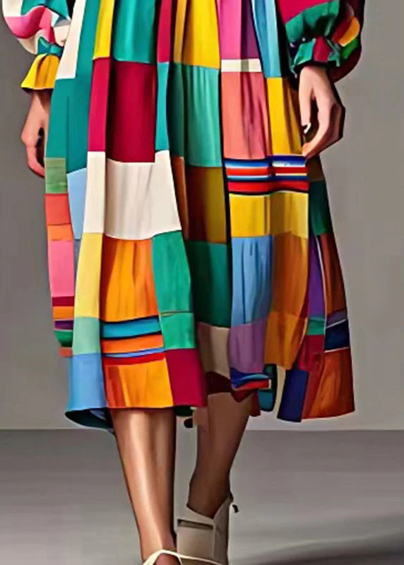 DIY Rainbow Cinched Striped Cotton Dress Fall - Image 5
