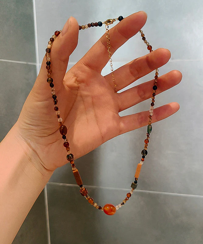 DIY Rainbow Stainless Steel Agate Natural Stone Beading Lariat Necklace - Image 2