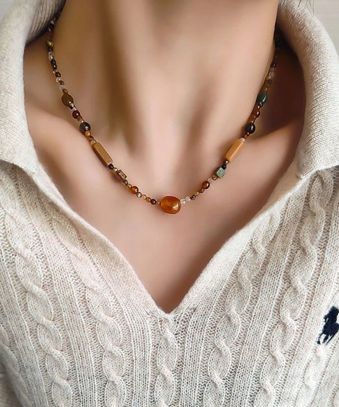 DIY Rainbow Stainless Steel Agate Natural Stone Beading Lariat Necklace - Image 5