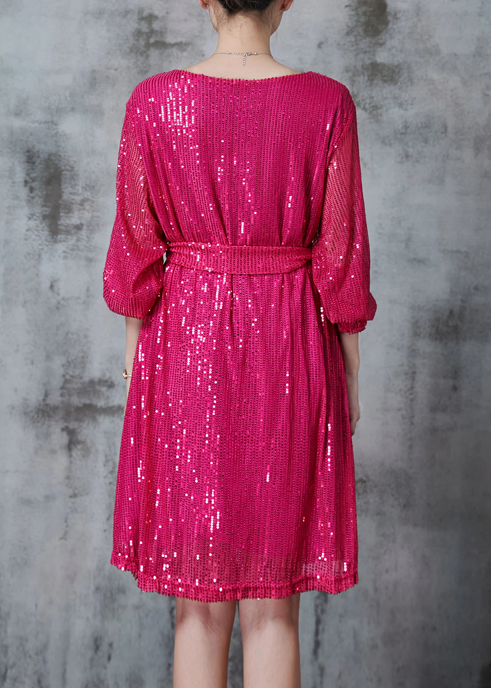 DIY Rose Sequins Tie Waist Tulle Day Dress Spring - Image 4