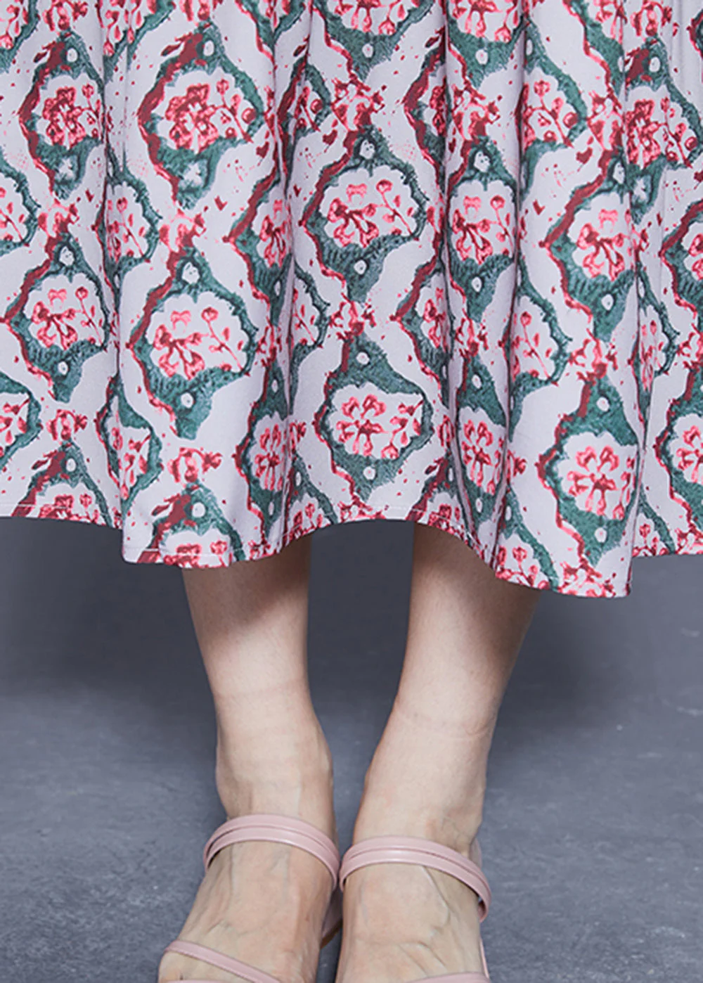 DIY Ruffled Lace Up Print Silk Long Dress Spring - Image 5
