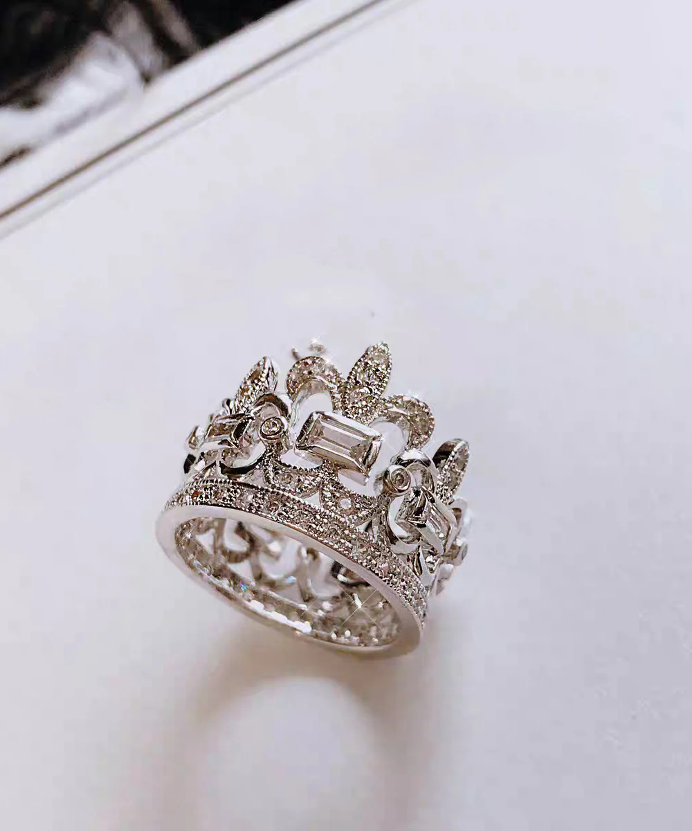 DIY Silk Alloy Zircon Hollow Out Crown Rings - Image 2