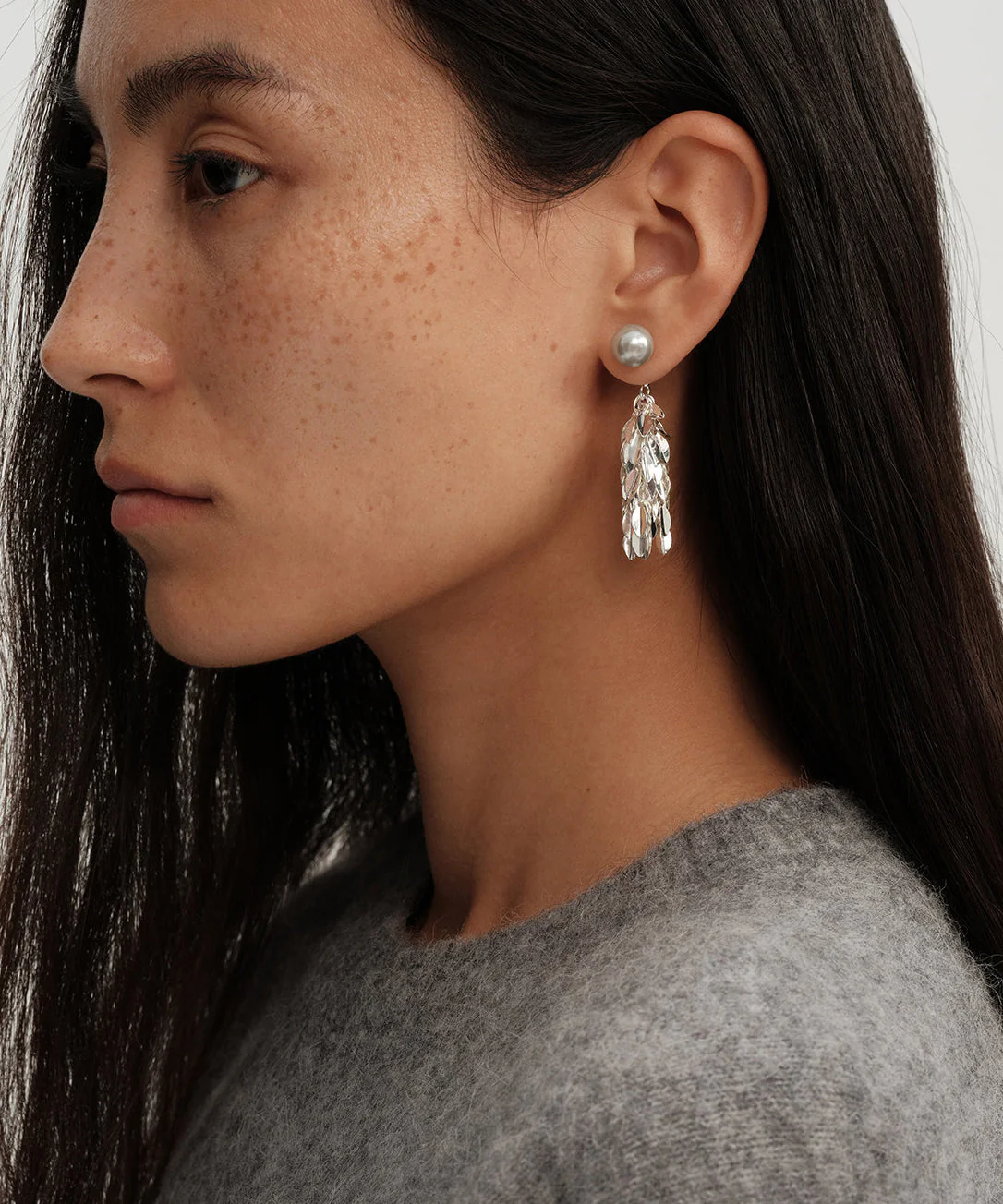 DIY Silvery Tasseled Copper Pearl Drop Earrings - Image 2