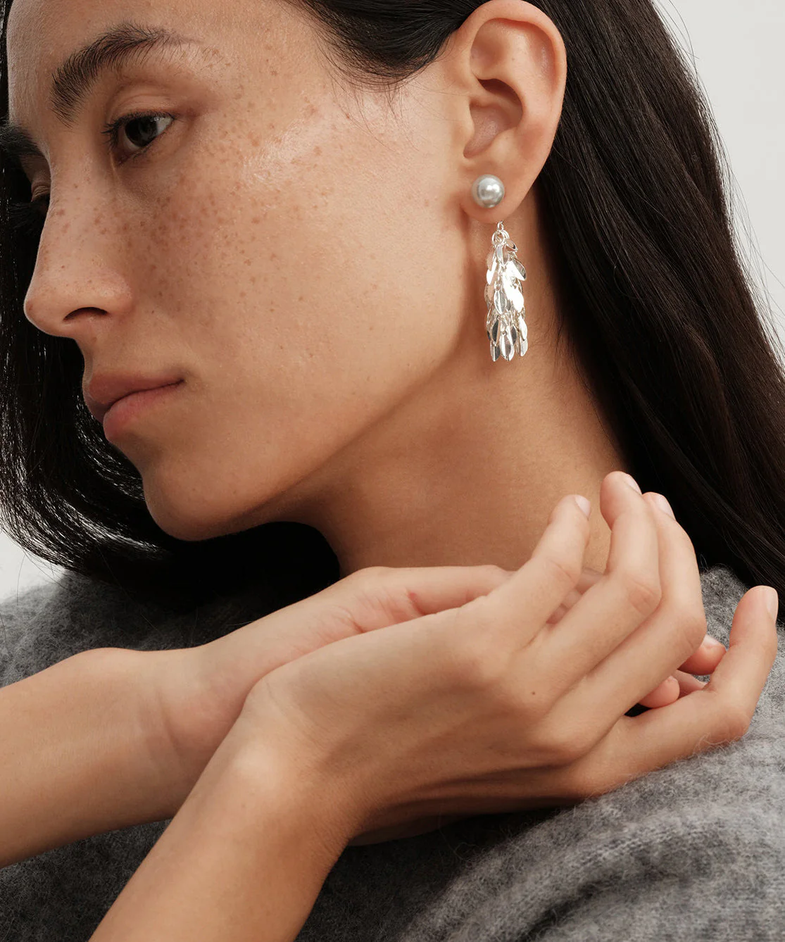 DIY Silvery Tasseled Copper Pearl Drop Earrings - Image 3