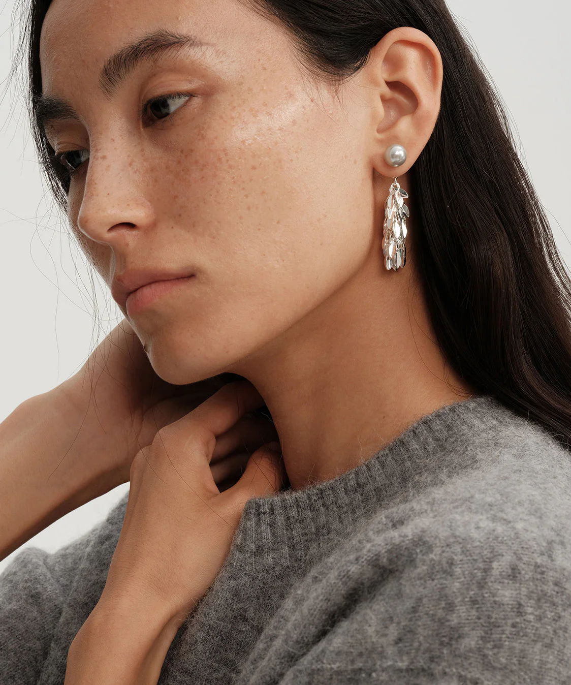 DIY Silvery Tasseled Copper Pearl Drop Earrings - Image 4