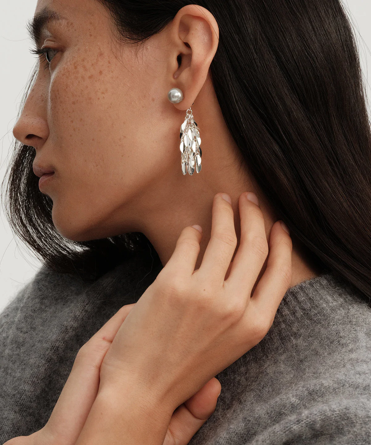 DIY Silvery Tasseled Copper Pearl Drop Earrings - Image 5