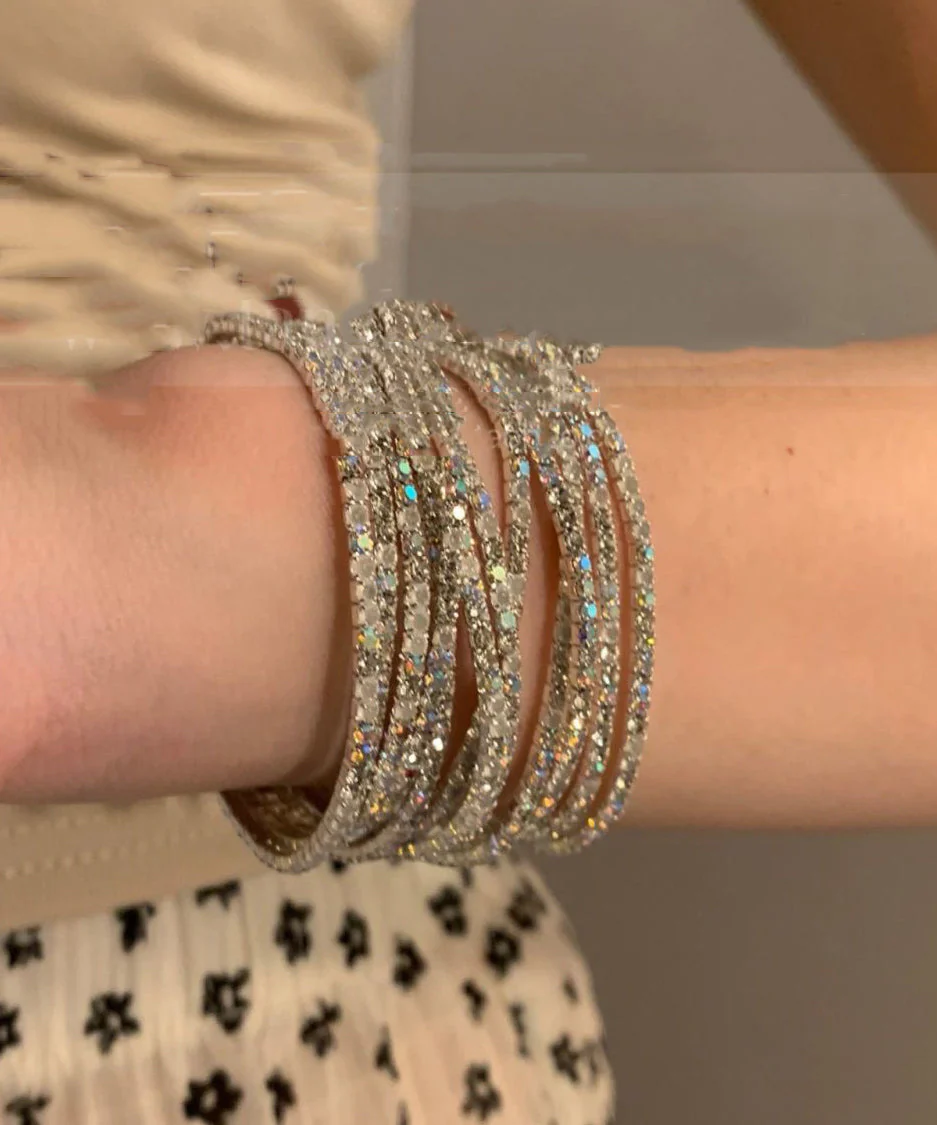 DIY White Alloy Zircon Cuff Ten-piece set - Image 3
