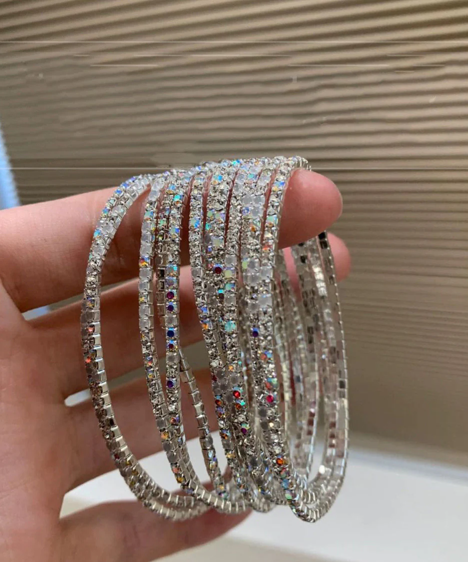 DIY White Alloy Zircon Cuff Ten-piece set - Image 5