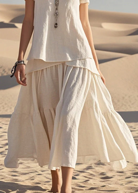 DIY White Asymmetrical Design Cotton Ankle Dress Summer - Image 4