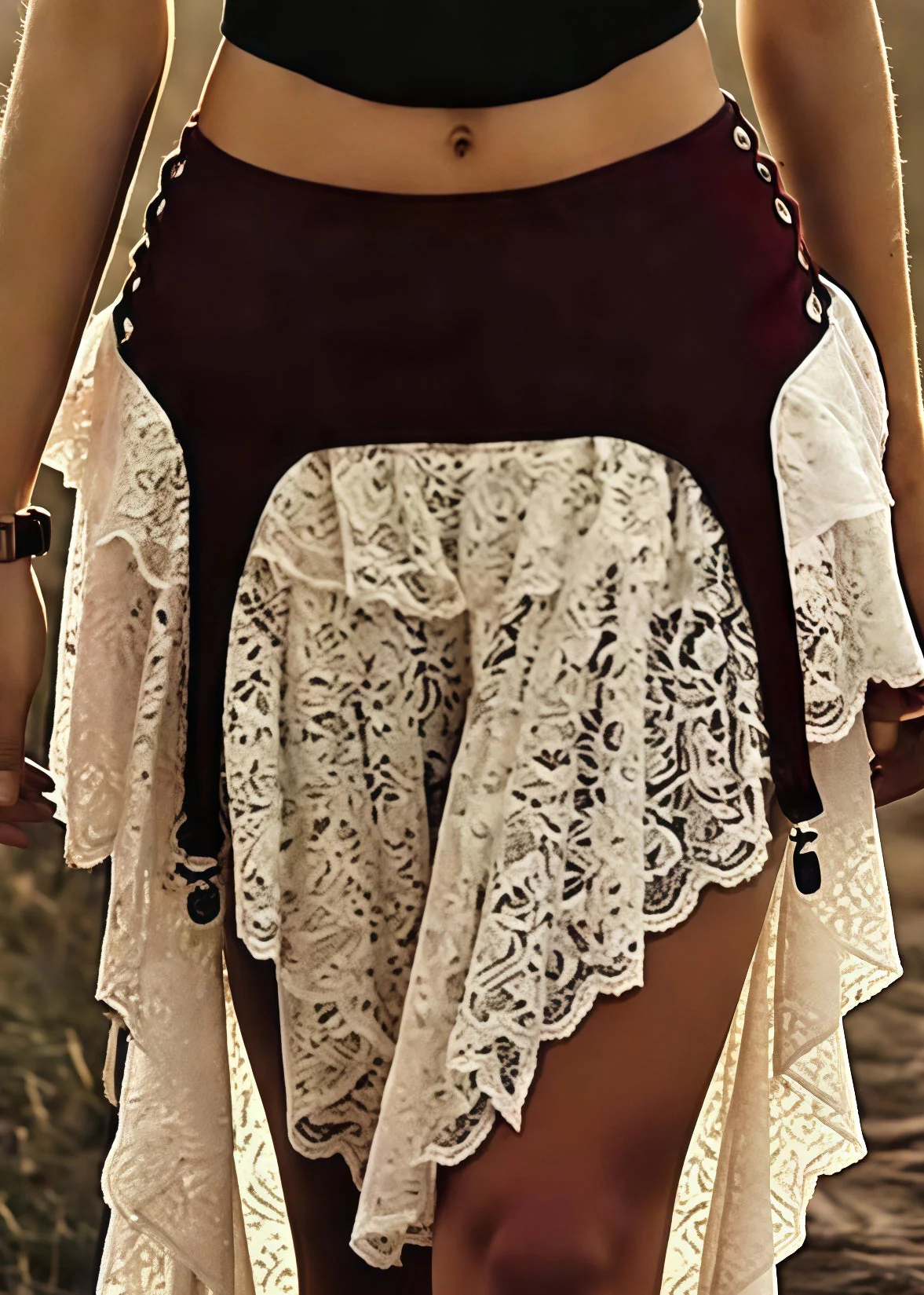 DIY White Asymmetrical Patchwork Lace Skirts Summer - Image 2